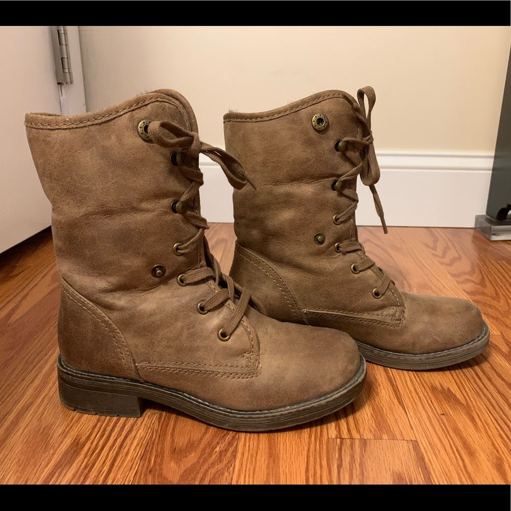 Brown combat boots